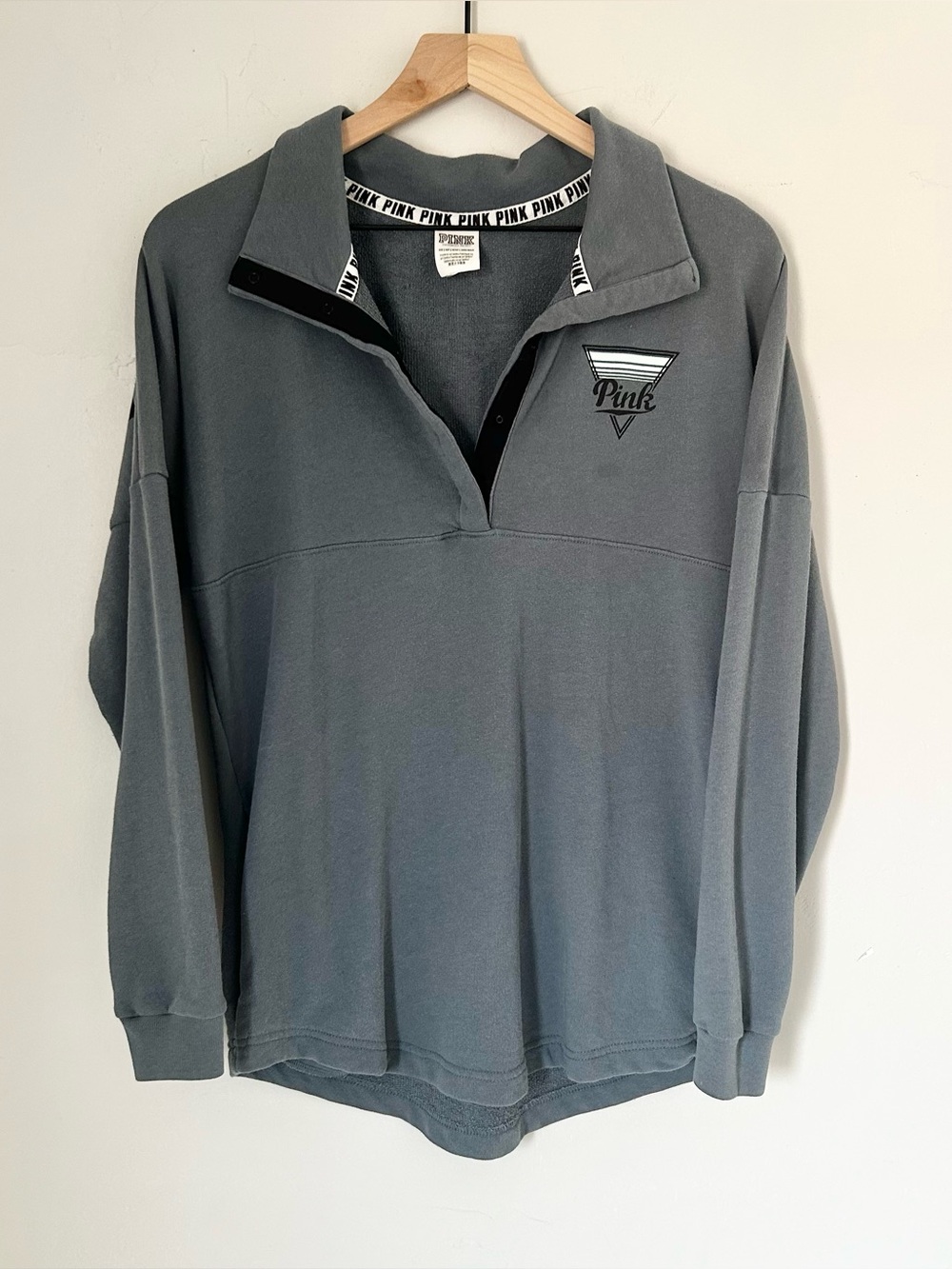 PINK By Victoria’s Secret Blue Logo Oversized Pullover Sweatshirt